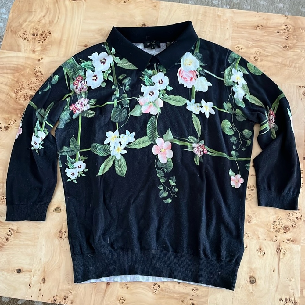 Collared Floral Sweater